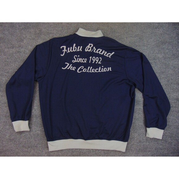 FUBU Jacket Mens Large Blue Gray Coat The Collection 90s Y2K - Picture 3 of 9